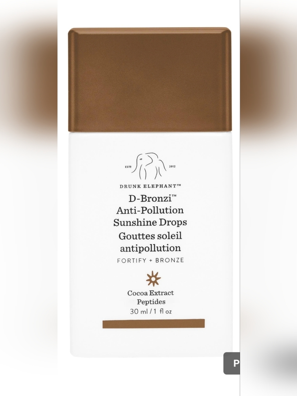 Drunk Elephant SEALED! NIB! D-Bronzi Sunshine Drops w/Cocoa Extract Peptides.